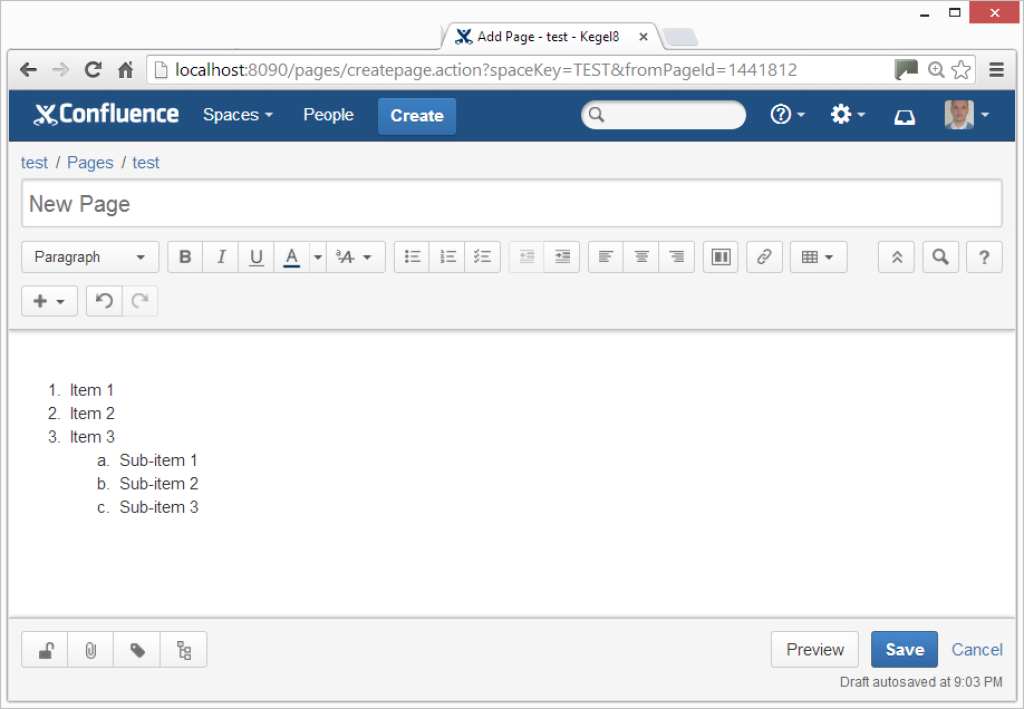 Confluence Nested Number List.