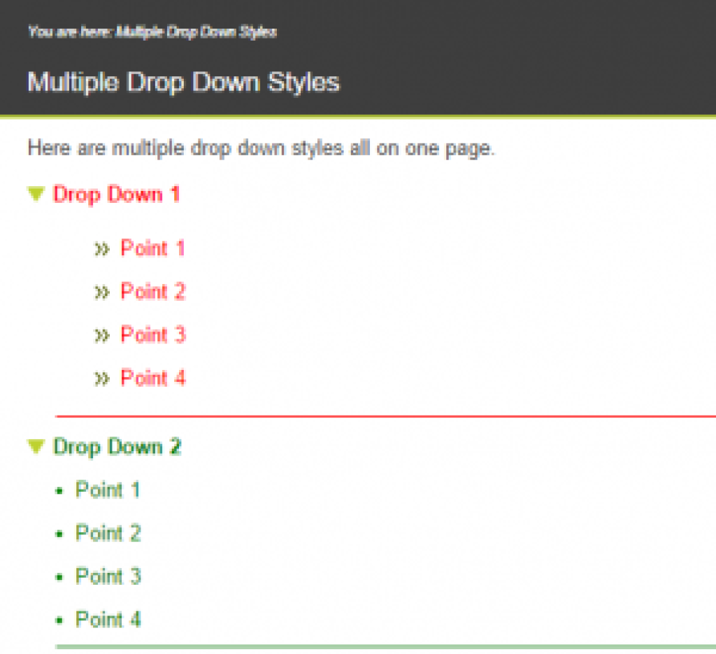 Flare dropdowns - multiple styles on the same page.