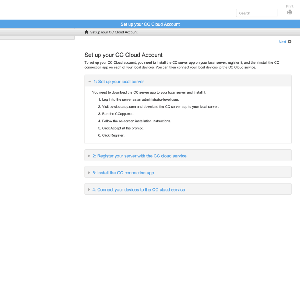 A Paligo HTML5 help page with accordions for the subsections.